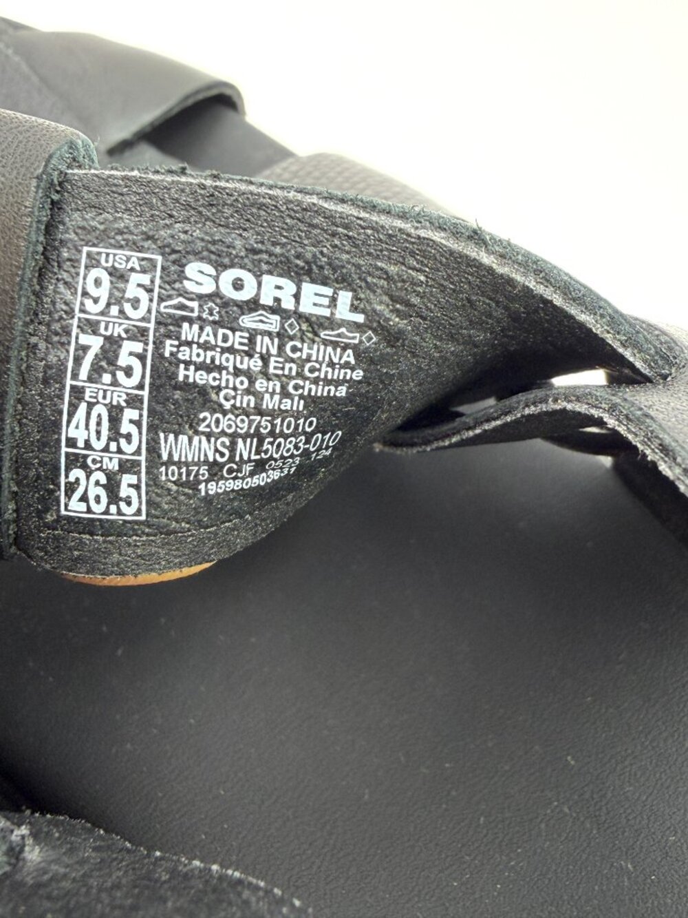 SOREL Dayspring Black Leather Platform Wedge Slingback Sandals Women’s 9.5 NIB - Picture 9 of 13